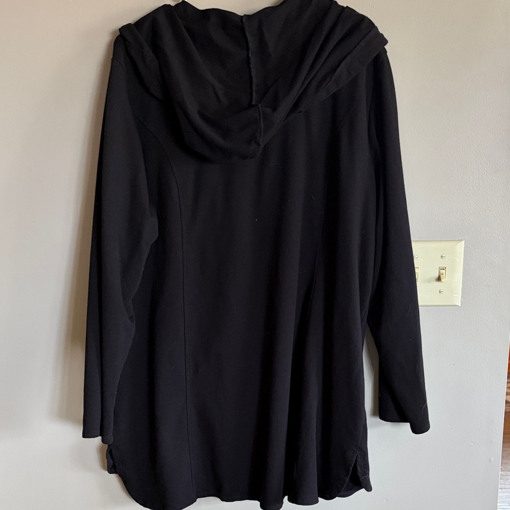 Denim&Co Black Zip Tunic Hoodie - Picture 3 of 7